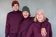 Swetry damskie - Sweter Golf Wełniany OCELOT Bordowy- damski półgolf 100% wełny merino - miniaturka - grafika 1