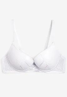 Biały Biustonosz Push Up z Przeszyciami i Wzorem w Kropki Azurelle - Biustonosze - miniaturka - grafika 1