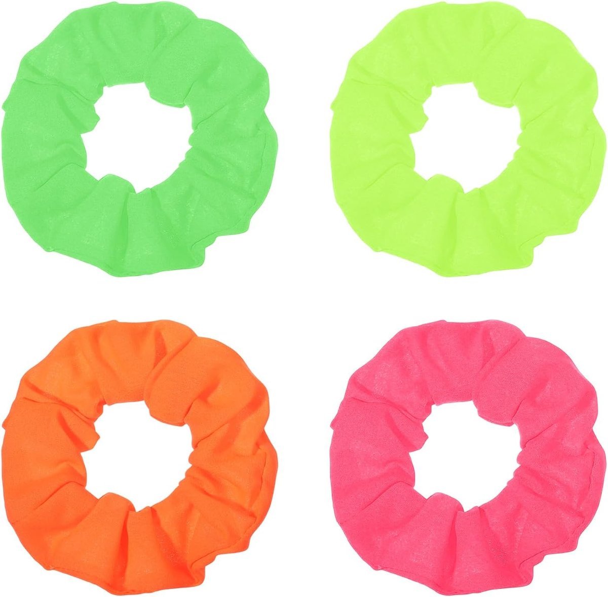 4 sztuki neonowych gumek do włosów Scrunchie, 4 kolory, miękkie, elastyczne, kolorowe, elastyczne, gumki do włosów, neonowe, żółte, zielone, dla kob..