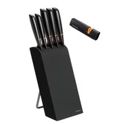 Noże stołowe - Zestaw 5 noży w bloku + ostrzałka Roll-Sharp Fiskars - miniaturka - grafika 1