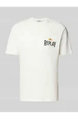Koszulki męskie - T-shirt o kroju regular fit z czystej bawełny z nadrukiem z logo - Replay - miniaturka - grafika 1