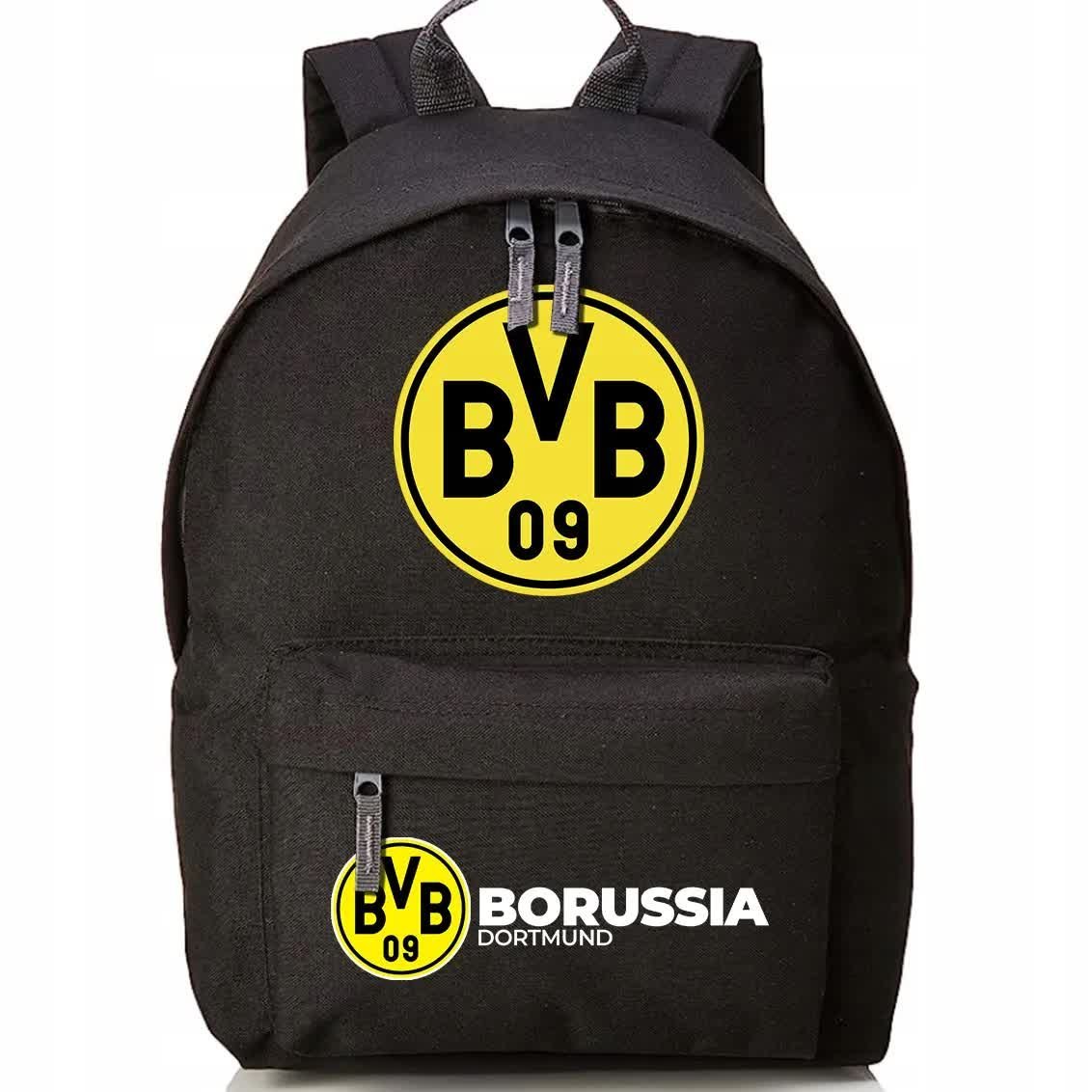 Plecak Szkolny Czarny BORUSSIA DORTMUND Kluby Piłkarskie Piłkarze Wzory