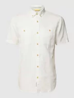Koszule męskie - Koszula casualowa z mieszanki lnu i bawełny z kołnierzykiem typu button down - miniaturka - grafika 1