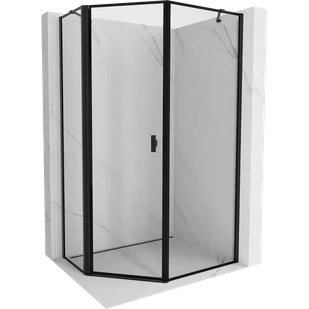 Mexen Mist kabina prysznicowa pięciokątna asymetryczna uchylna lewa 90 x 100 cm, czarna ramka, czarna - 8A8-090-100-70-70-L - Kabiny prysznicowe - miniaturka - grafika 1