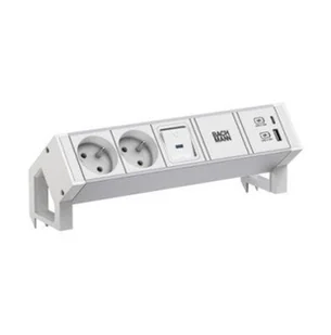BACHMANN DESK2 ALU WHITE 2xUTE 1xUSB A/C 22W 1xswitch 0.2m - Listwy zasilające - miniaturka - grafika 1