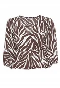 Bluzki damskie - Only Bluzka Damska Biało Brązowa Zebra Dekolt Serek S Kwb - miniaturka - grafika 1