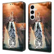 Portfele - Do Samsung Galaxy S24 FE Etui Magnetyczne Zapięcie Wzór 3D Skórzany Pokrowiec Na Telefon Portfel - Kot i Tygrys Wielobarwny Cat and Tiger - miniaturka - grafika 1