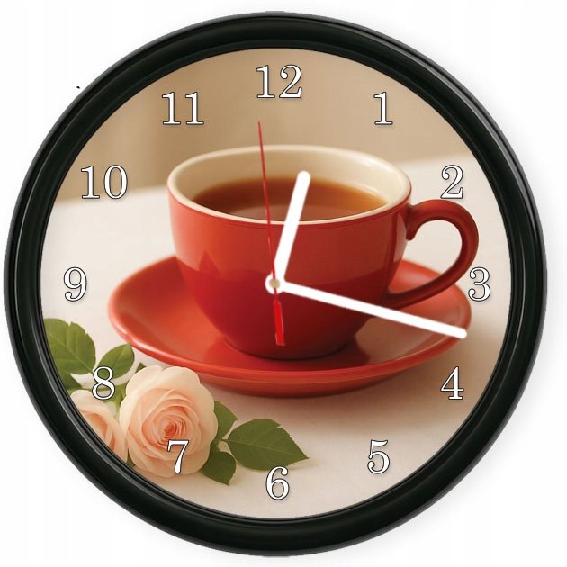 Herbata Zegar ścienny filiżanka Róża do kuchni salonu