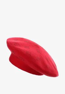 Czerwona Czapka Beret w Cyrkonie Nanto - Czapki damskie - miniaturka - grafika 1