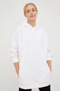 Bluzy damskie - Outhorn bluza damska kolor biały z kapturem gładka - grafika 1