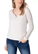 Koszule damskie - Timezone Damska koszula z długim rękawem Henley, Off White Melange, XL - miniaturka - grafika 1