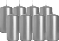 Świece - Świeca walec BISPOL 20H 10CM SW50/100 SREBRNY METALIK 8szt. - miniaturka - grafika 1
