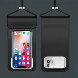 Etui saszetka TWC1 wodoodporne wodoszczelne pokrowiec na telefon 6.8" IPX8 30M przezroczyste okienko Czarne - Etui i futerały do telefonów - miniaturka - grafika 8