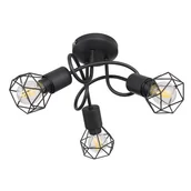 Lampy sufitowe - Globo Lighting Druciana LAMPA sufitowa XARA I 54802S-3D industrialna OPRAWA metalowe pręty czarne 54802S-3D - miniaturka - grafika 1
