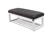 Ławki do przedpokoju - Ławka na buty LPG-4 180cm EMRAWOOD drewno lite kolor  biały siedzisko gładkie ekoskóra kolor grafitowy - miniaturka - grafika 1