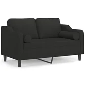 Sofy i kanapy - 2-osobowa sofa z poduszkami, czarna, 120 cm, tkanina - miniaturka - grafika 1