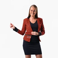 Marynarki i żakiety damskie - Żakiet damski w czerwoną kratę - miniaturka - grafika 1