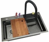 Zlewozmywaki - MODO 7545BMN Zlewozmywak stalowy CZARNY - miniaturka - grafika 1