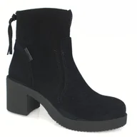 Botki damskie - Czarne botki damskie Nessi 23516 skóra modne klocek r.37 - miniaturka - grafika 1