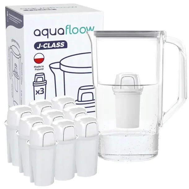 Dzbanek filtrujący plastikowy AquaFloow J-CLASS 2,5l szary + 10x filtr