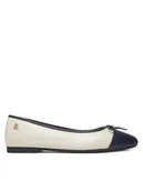 Baleriny - Tommy Hilfiger Baleriny Toe Cap Leather Ballerina FW0FW08759 Beżowy - miniaturka - grafika 1