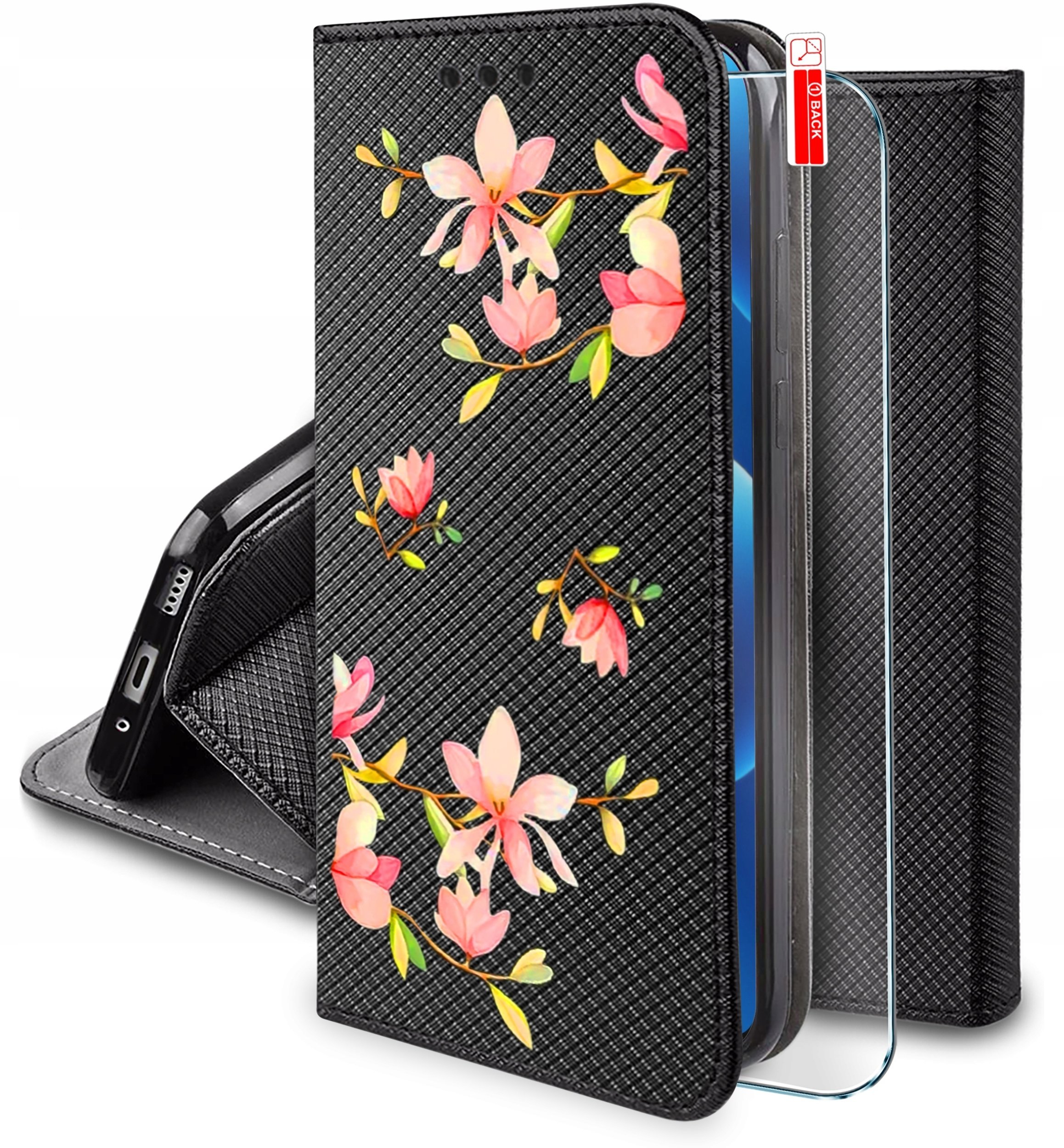 krainaGSM Etui Do Motorola Moto G67 5G G77 5G Magnet Wzory Case Portfel + Szkło 9H