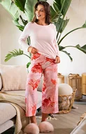 Piżamy damskie - Bawełniana piżama damska w kwiaty Evening Flower MK 31, Kolor różowy-wzór, Rozmiar S, BELLE REVERIE - Primodo.com - miniaturka - grafika 1