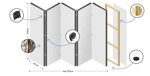 Parawan 5-częściowy - Różane przyjemności II [Room Dividers] (rozmiar 225x172) - Parawany - miniaturka - grafika 6