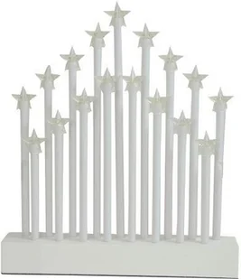 świecznik bożonarodzeniowy z 17 świecami LED, ciepły biały, gwiazda, drewniany biały, 27,7x26x4cm, do gniazdka - Świeczniki - miniaturka - grafika 1