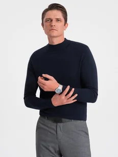 Męski półgolf dzianinowy z wiskozą - granatowy V2 OM-SWTN-0100 - Ombre Clothing - Swetry męskie - miniaturka - grafika 1
