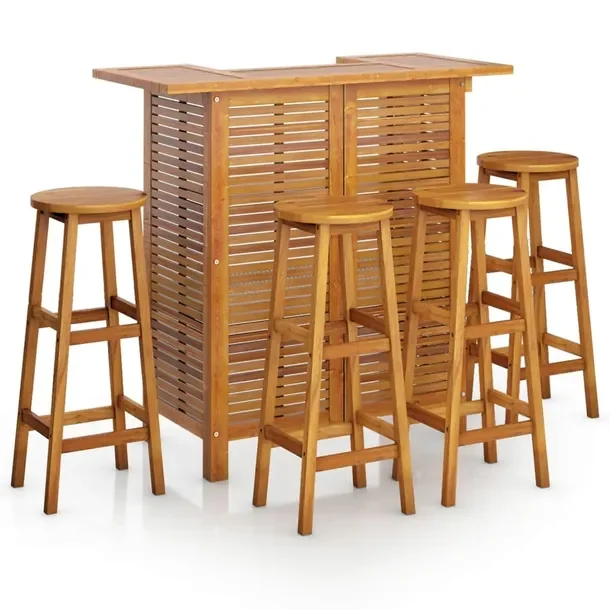 Zestaw Mebli Barowych z Litego Drewna Akacjowego 110x50x105 cm