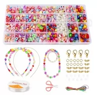 Prace ręczne dla dzieci - Zestaw Koralików do Robienia Biżuterii Bransoletek Dla Dzieci - miniaturka - grafika 1
