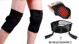 Trzy Lecznicze Opaski Magnetyczne (2x na Kolano/Nogę + 1x na Nadgarstek) + Pas Lędźwiowy / Biodrowy. - Pasy odchudzające - miniaturka - grafika 1