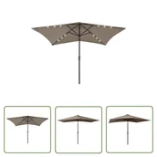 Parasole ogrodowe - The Living Store Parasol ogrodowy z LED i stalowym słupkiem - taupe - 2x3 m - Parasol Ogrodowy - miniaturka - grafika 1