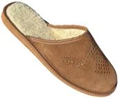 Kapcie męskie - Kapcie Męskie Skórzane Zamszowe Premium Pantofle Ocieplane Zimowe Wełna Futerko PIOMAT Brązowe Domowe Laczki Ciapy 41 (40-46) - miniaturka - grafika 1