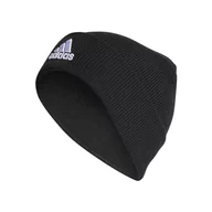 Czapki damskie - adidas Czapka beanie z logo, czarny/biały, M - miniaturka - grafika 1