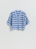 Swetry damskie - Reserved - Kardigan w paski - jasnoniebieski - miniaturka - grafika 1