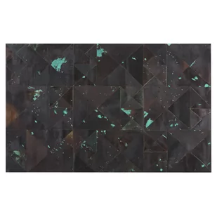 Beliani Dywan skórzany czarny/turkusowy 140 x 200 cm ATALAN - Dywany - miniaturka - grafika 1
