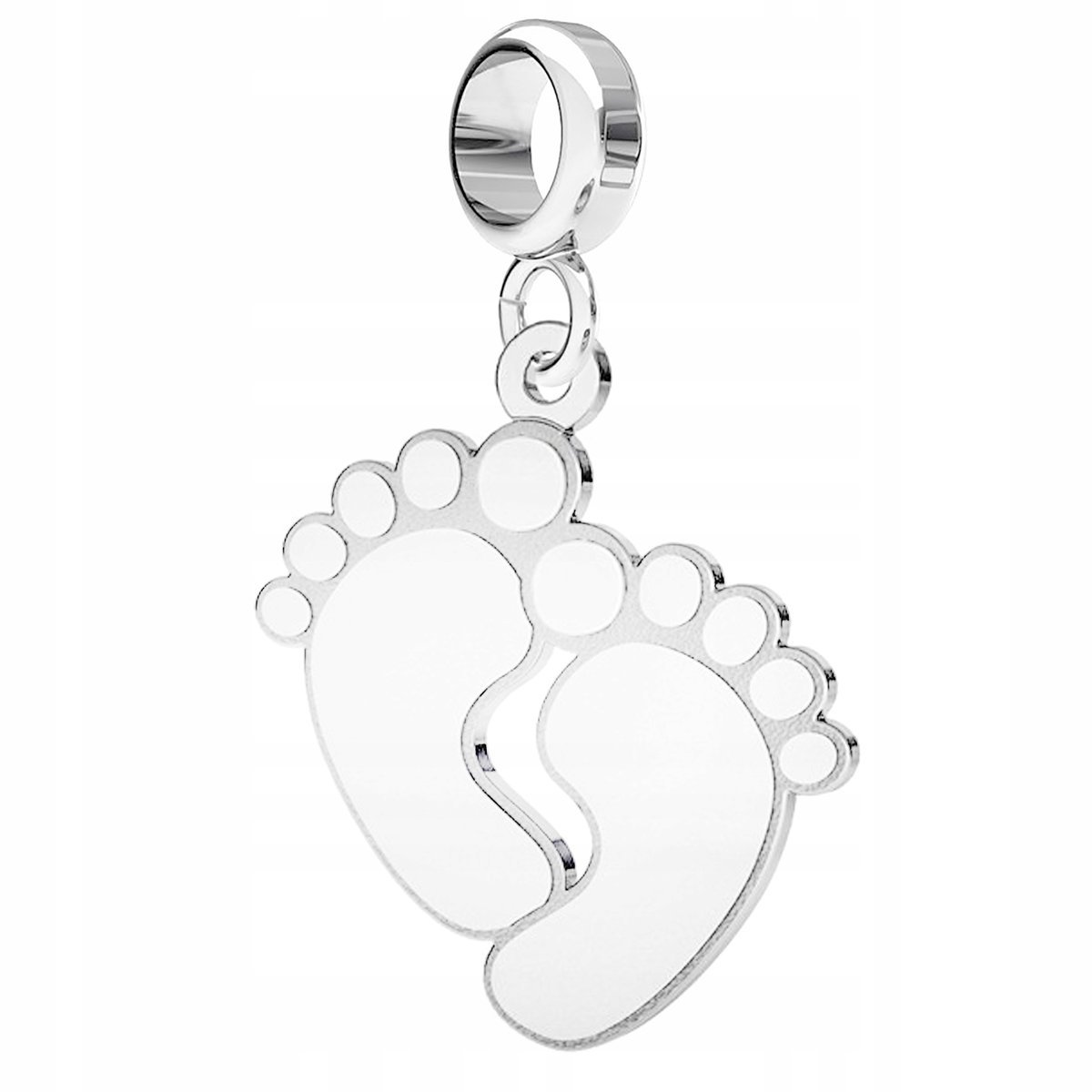 Charms Srebrny ze Stópkami Dziecka Dziecięcymi Dziecięce Stópki SREBRO 925