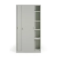 Szafy biurowe - B2B Partner Metalowa szafa z przesuwnymi drzwiami, demontowana, 4 półki, 1000 x 1990 x 450 mm, jasnoszary 908014 - miniaturka - grafika 1
