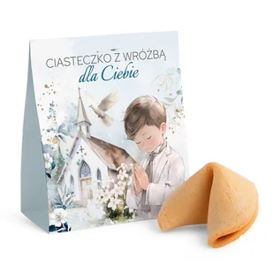 CIASTECZKA z wróżbą w opakowaniu na Komunię chłopca z kościółkiem niebieskie 12szt - Przekąski dla dzieci CIASTECZKA z wróżbą w opakowaniu na Komunię chłopca z kościółkiem niebieskie 12szt - Przekąski dla dzieci - miniaturka - grafika 1