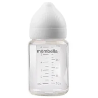 Butelki dla niemowląt - MOMBELLA Butelka antykolkowa szklana 180ml smoczek średni 3m+ IVORY - miniaturka - grafika 1