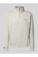 Bluzy męskie - Bluza z kołnierzem zapinanym i wyhaftowanym logo - Superdry - miniaturka - grafika 1