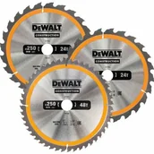 Tarcze do pił - DeWalt DT1963-QZ zestaw pił tarczowych do drewna 250x30 mm seria Construction 3 elementy - miniaturka - grafika 1