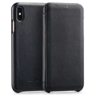 moVear flipSide S - Skórzane etui do Apple iPhone Xs MAX (6.5") | Pokrowiec slim case, Skóra naturalna gładka (Czarny) - Etui i futerały do telefonów - miniaturka - grafika 1