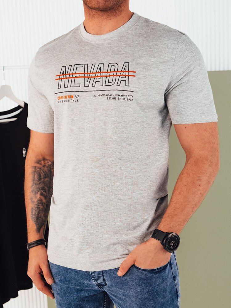 Koszulka męska z nadrukiem szara Dstreet RX5436-XL
