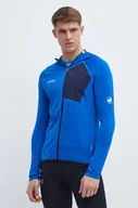 Bluzy męskie - Mammut bluza sportowa Aenergy Light kolor niebieski z kapturem gładka - miniaturka - grafika 1