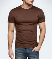 Koszulki męskie - T-shirt premium bawełniany brązowy Recea - M - miniaturka - grafika 1