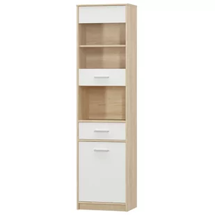 Witryna 1D1W1S Tips Biały Mebel Bos Biały, Dąb Sonoma - Witryny - miniaturka - grafika 1