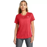 Koszulki sportowe damskie - Damska koszulka treningowa Under Armour Tech SSC- Twist - czerwona - UNDER ARMOUR - miniaturka - grafika 1